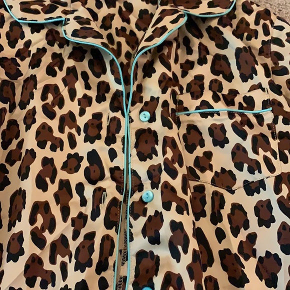 Cheetah Print with Aqua Trim Pajama Set - Picture 2 of 13